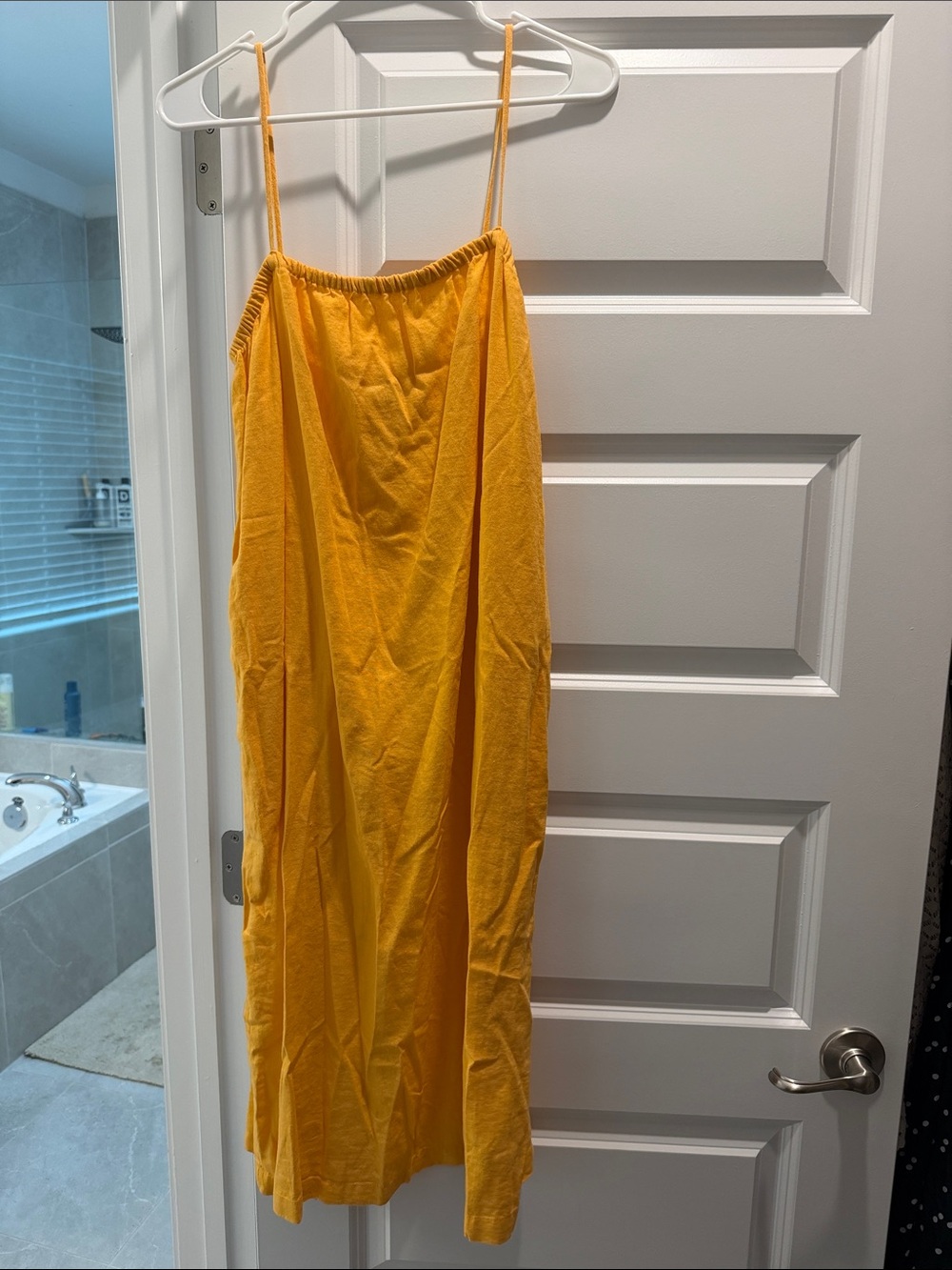 a new day Bright light orange Spaghetti-Strap Midi Sundress